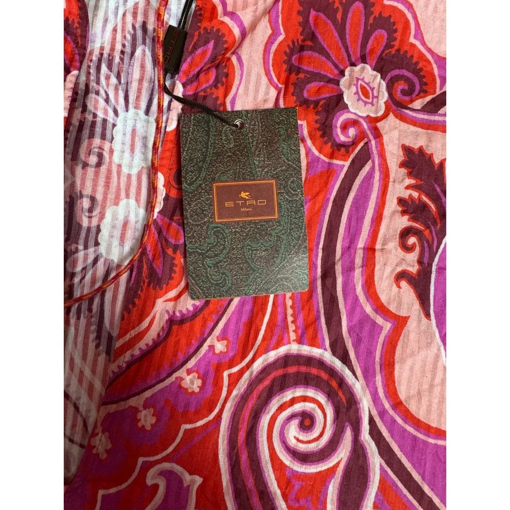 ETRO NWT Paisley Silk Cotton Kaftan Dress 38 Resort Midi Italy $1550 Resortwear - Picture 7 of 16